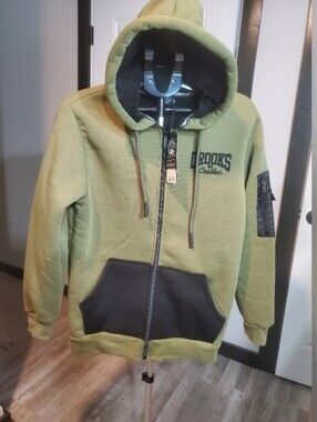 NEW Crooks & Castles Men's Full Zip Olive Green Black Hoodie SIZE LARGE